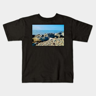 Pebbles & Rocks Beach With Ocean View - Coastal Scenery - Aberaeron Kids T-Shirt